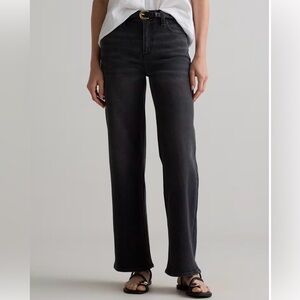 Quince Bella Stretch Relaxed Straight Jeans, size 24 charcoal black